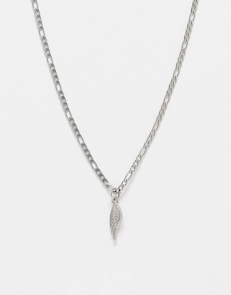 商品ASOS|ASOS DESIGN waterproof stainless steel necklace with mini angel wing pendant in silver,价格¥100,第1张图片