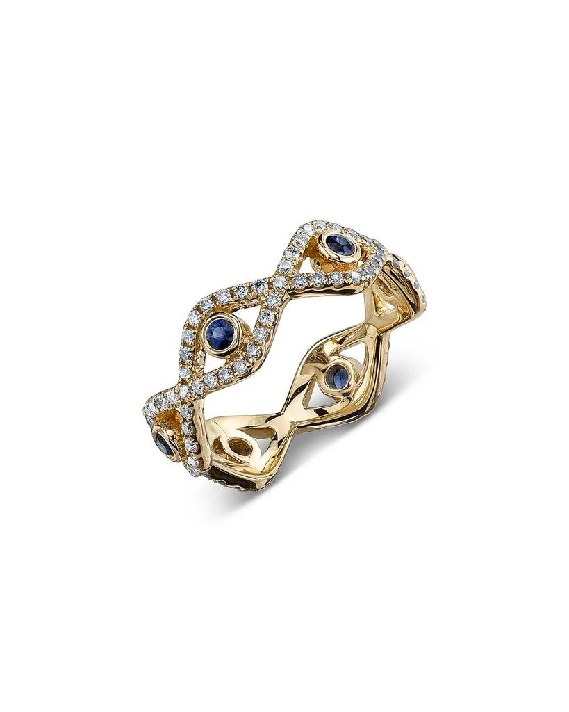 商品Sydney Evan|14K Yellow Gold Large Bezel Sapphire Evil Eye Eternity Band,价格¥27453,第1张图片