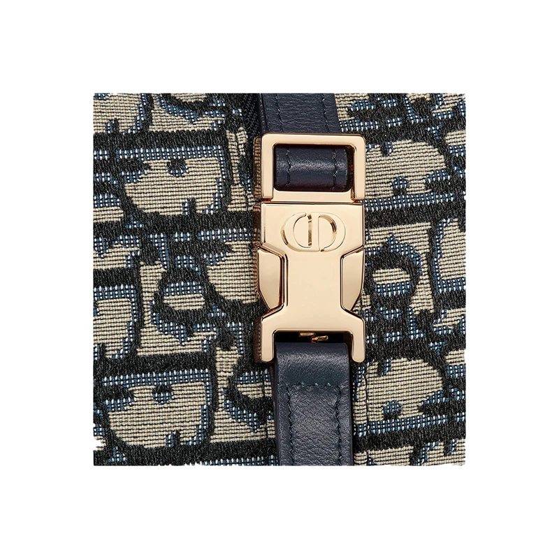 迪奥 Nomad DiorTravel女士中号蓝色提花帆布拉链开合手拿包  商品