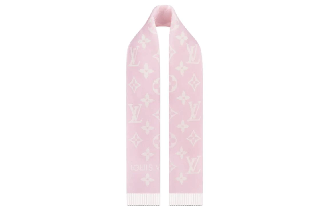 商品[国内直发] Louis Vuitton|流苏饰边 Monogram 图案 羊绒 绒线围巾 女款 粉色,价格¥6449,第8张图片详细描述