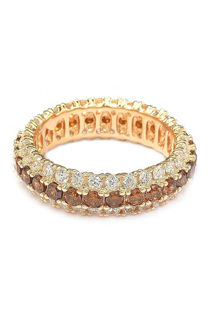 商品Suzy Levian|Rose Sterling Silver Brown & White Cubic Zirconia Eternity Band Ring,价格¥1088,第2张图片详细描述