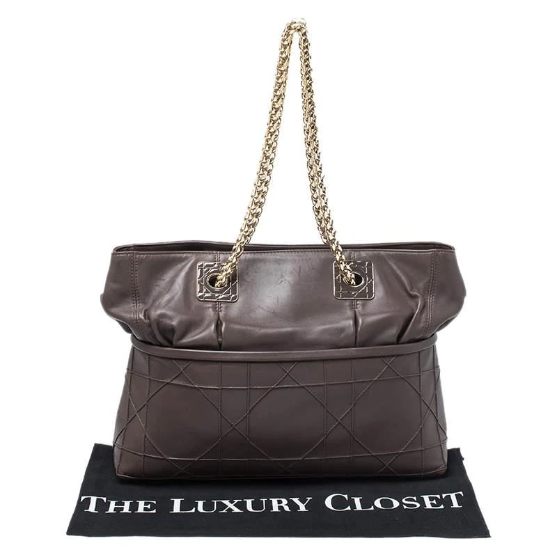 Dior Dark Brown Cannage Leather Granville Chain Link Tote 商品