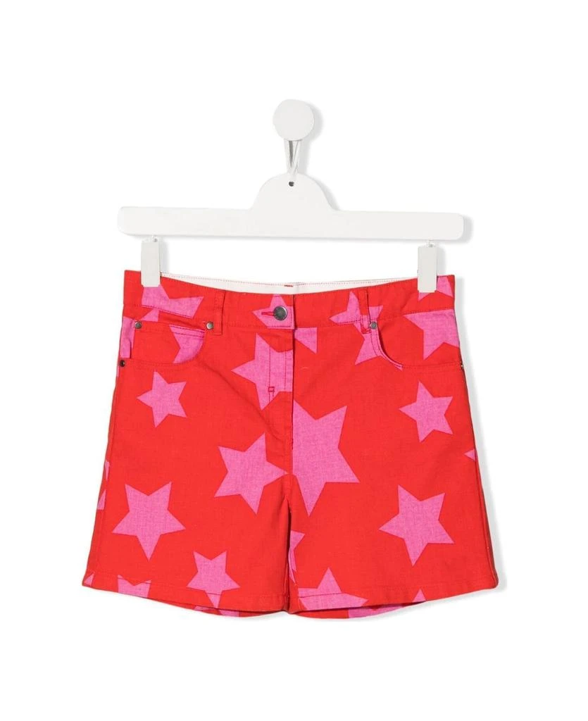 商品Stella McCartney|Kids Red Denim Shorts With All-over Pink Stars,价格¥697,第1张图片