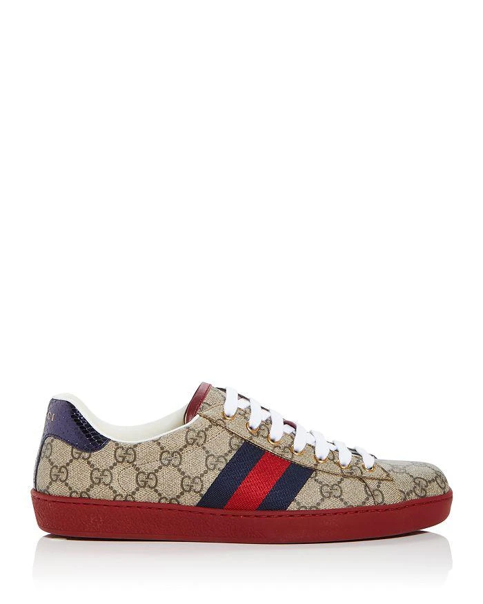 商品Gucci|Men's Monogram Low Top Leather Trim Sneakers,价格¥6171,第3张图片详细描述