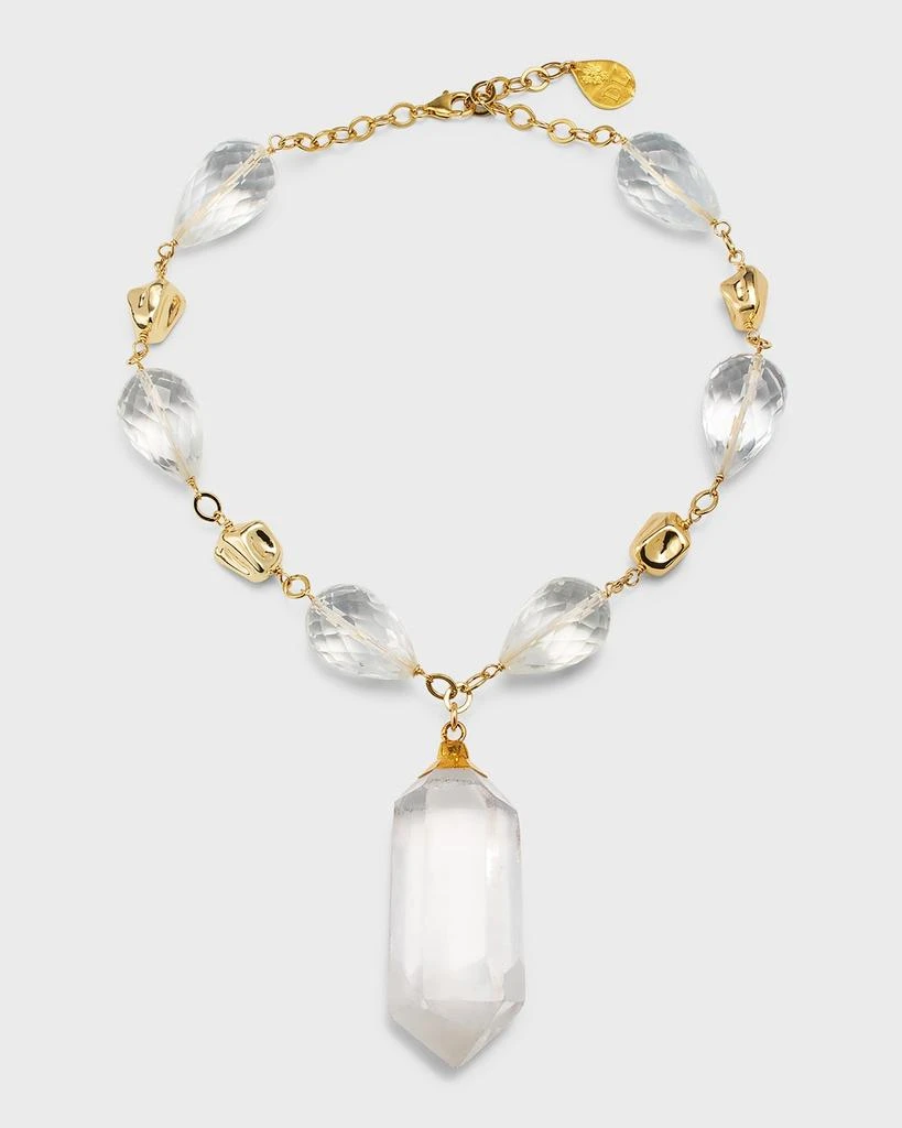 商品Devon Leigh|24K Gold Foil and Crystal Nugget Necklace,价格¥5714,第1张图片