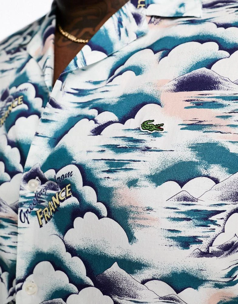 商品Lacoste|Lacoste plus short sleeve printed shirt in navy,价格¥670,第4张图片详细描述