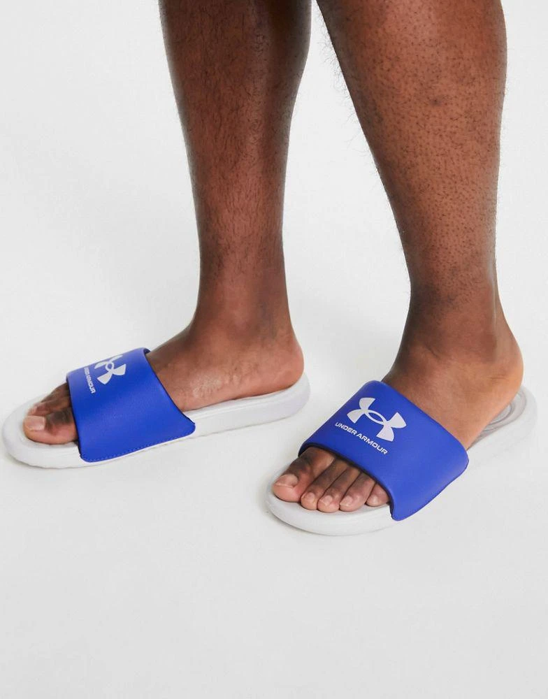 商品Under Armour|Under Armour Ansa Fix sliders in grey and blue,价格¥157,第4张图片详细描述