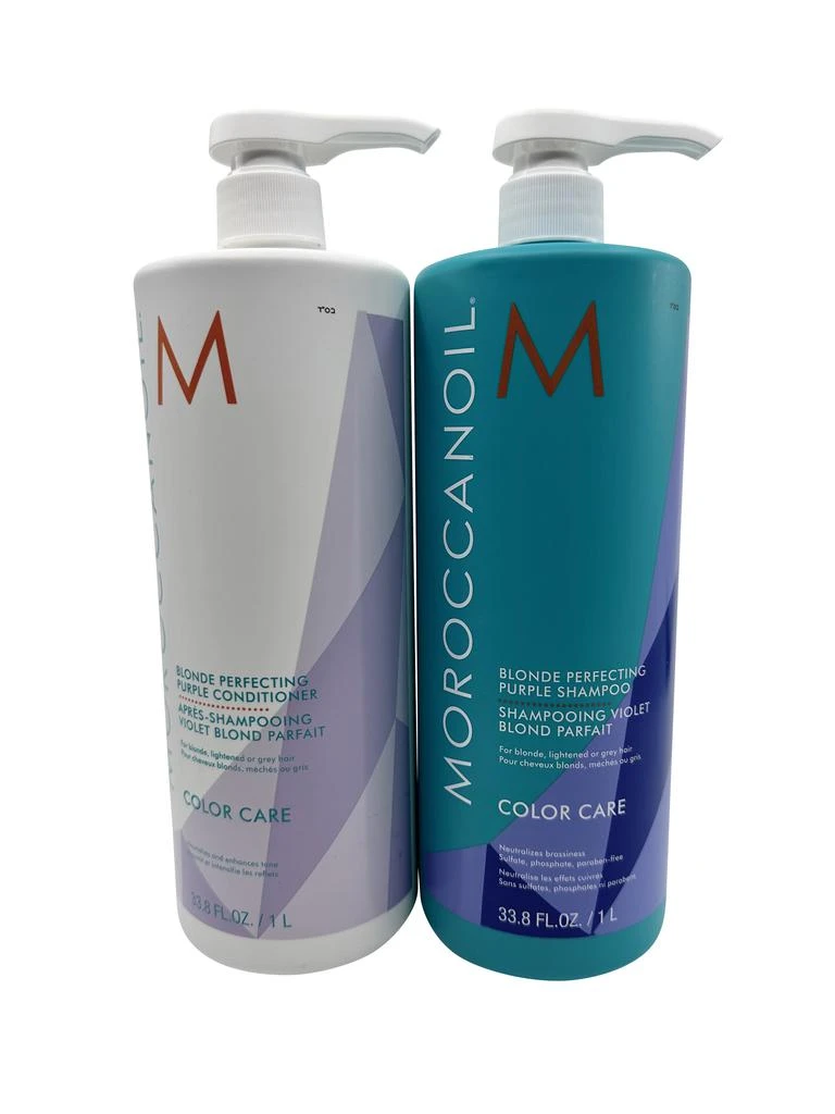 商品Moroccanoil|Moroccanoil Blonde Perfecting Purple Shampoo & Conditioner Treated Hair 33.8 OZ,价格¥902,第1张图片