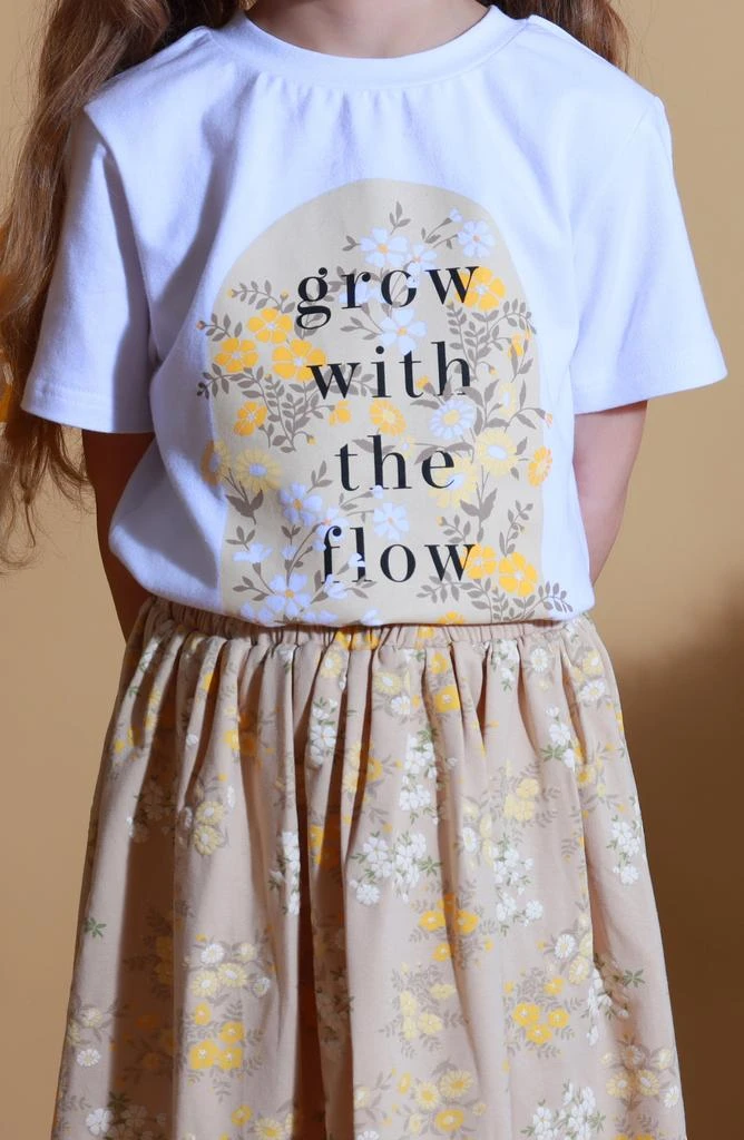 Kids' Grow with the Flow Cotton Graphic T-Shirt & Floral Skirt Set 商品