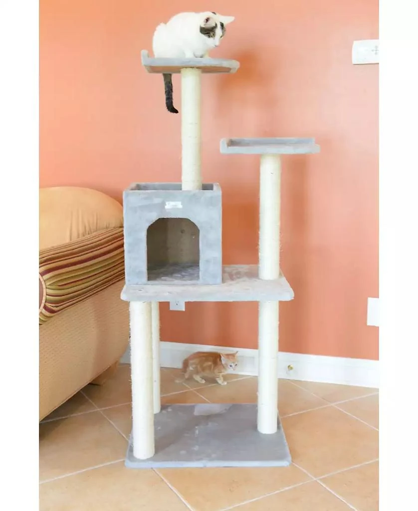 商品Macy's|57-Inch Real Wood Cat Tree With Two-Door Condo,价格¥1187,第2张图片详细描述