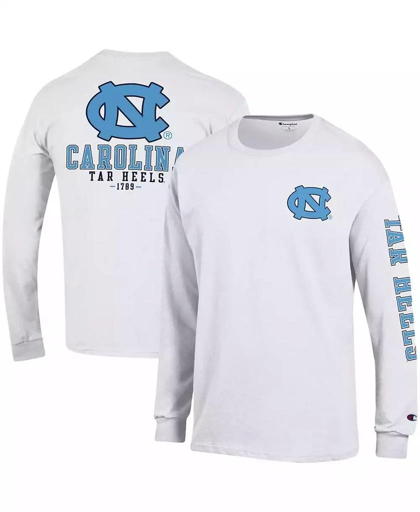 商品CHAMPION|Men's White North Carolina Tar Heels Team Stack Long Sleeve T-shirt,价格¥225,第1张图片