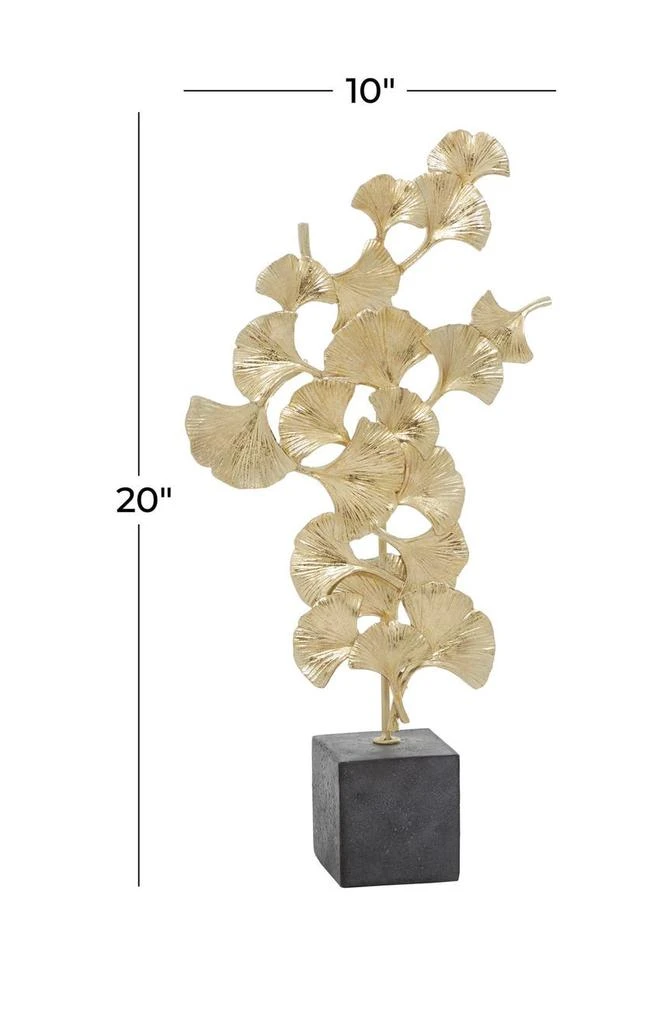 商品WILLOW ROW|Handmade Floral Sculpture with Black Block BasePolystoneGold,价格¥505,第4张图片详细描述