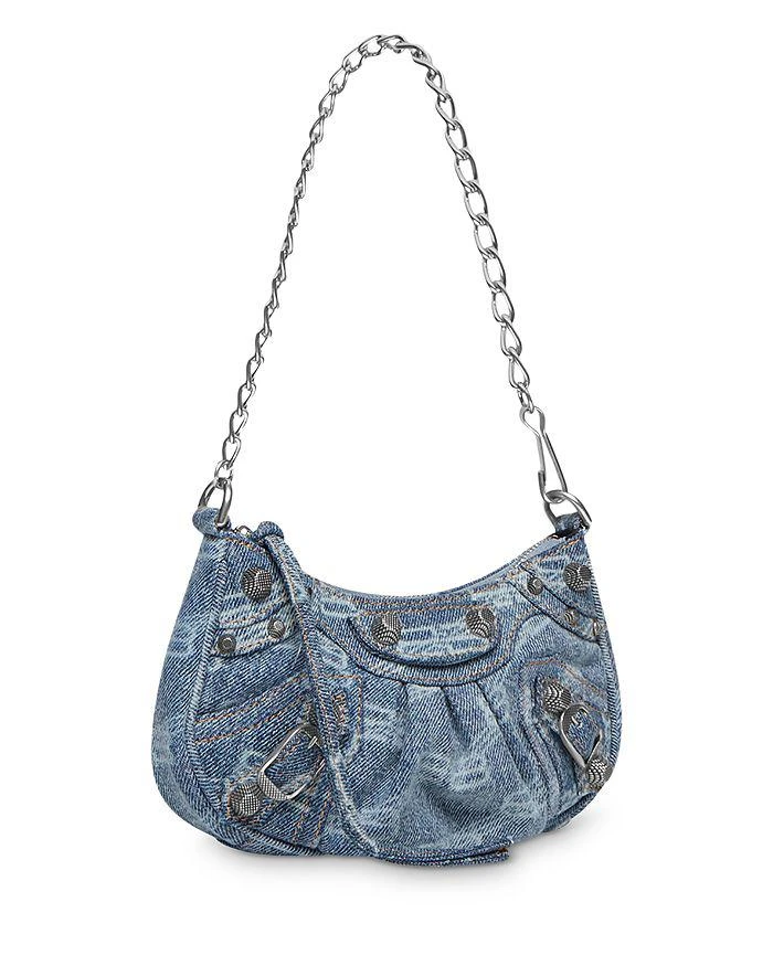 商品Balenciaga|Le Cagole BB Monogram Bleached Denim Mini Chain Purse,价格¥10544,第5张图片详细描述