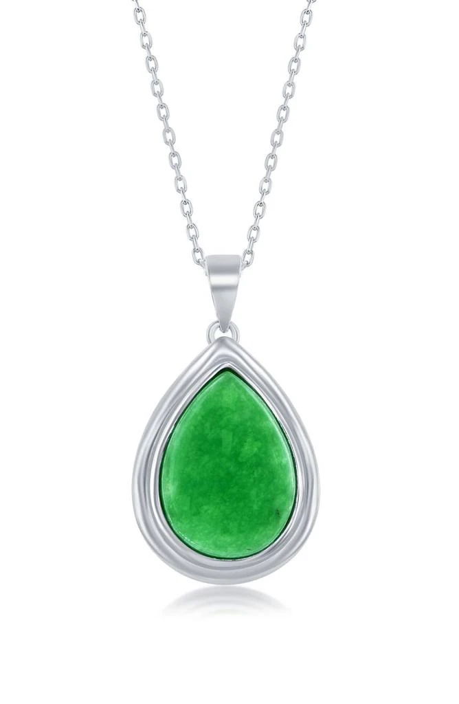 商品SIMONA|Sterling Silver Pear-Shaped Jade Pendant Necklace,价格¥376,第1张图片