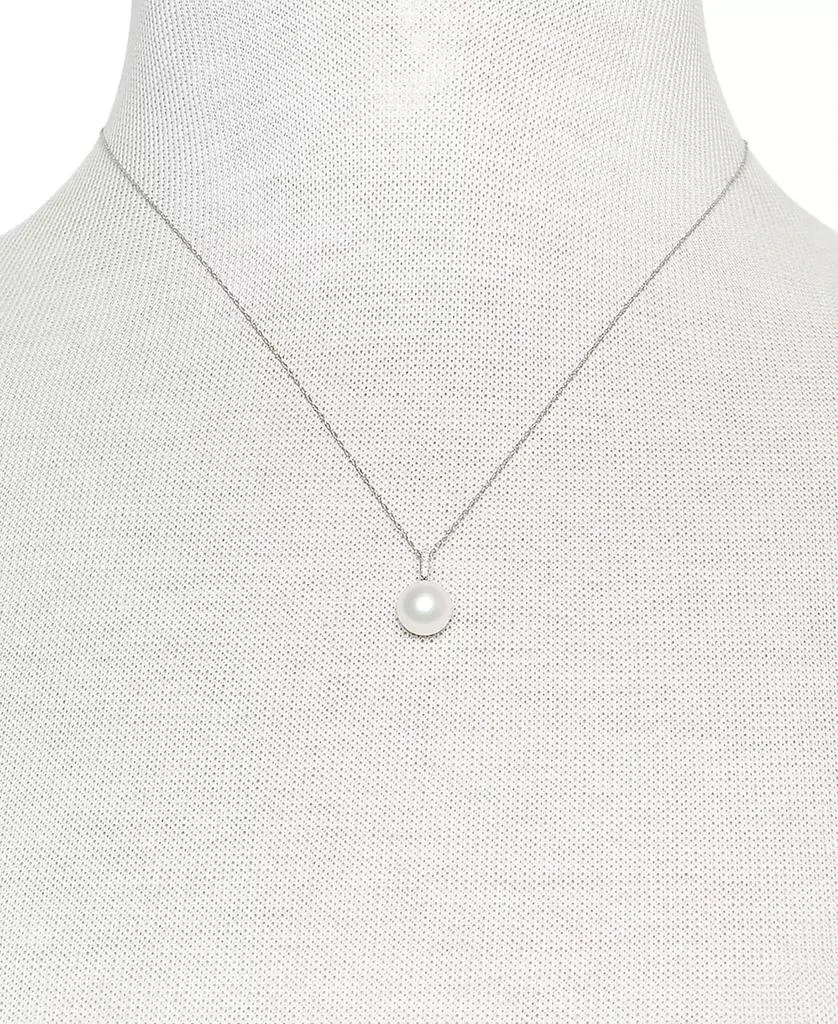 商品Belle de Mer|Cultured Freshwater Pearl (6mm) & Diamond Accent 18" Pendant Necklace in 14k White Gold, Created for Macy's,价格¥1497,第2张图片详细描述