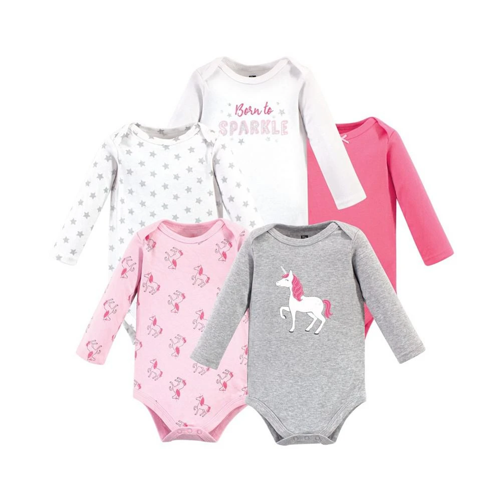 商品Hudson|Baby Girl Long Sleeve Bodysuits, 5 Pack,价格¥248,第1张图片