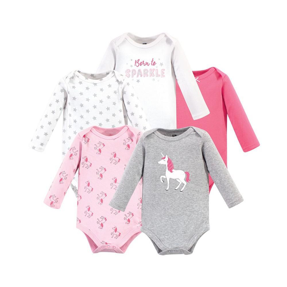商品Hudson|Baby Girl Long Sleeve Bodysuits, 5 Pack,价格¥232,第1张图片