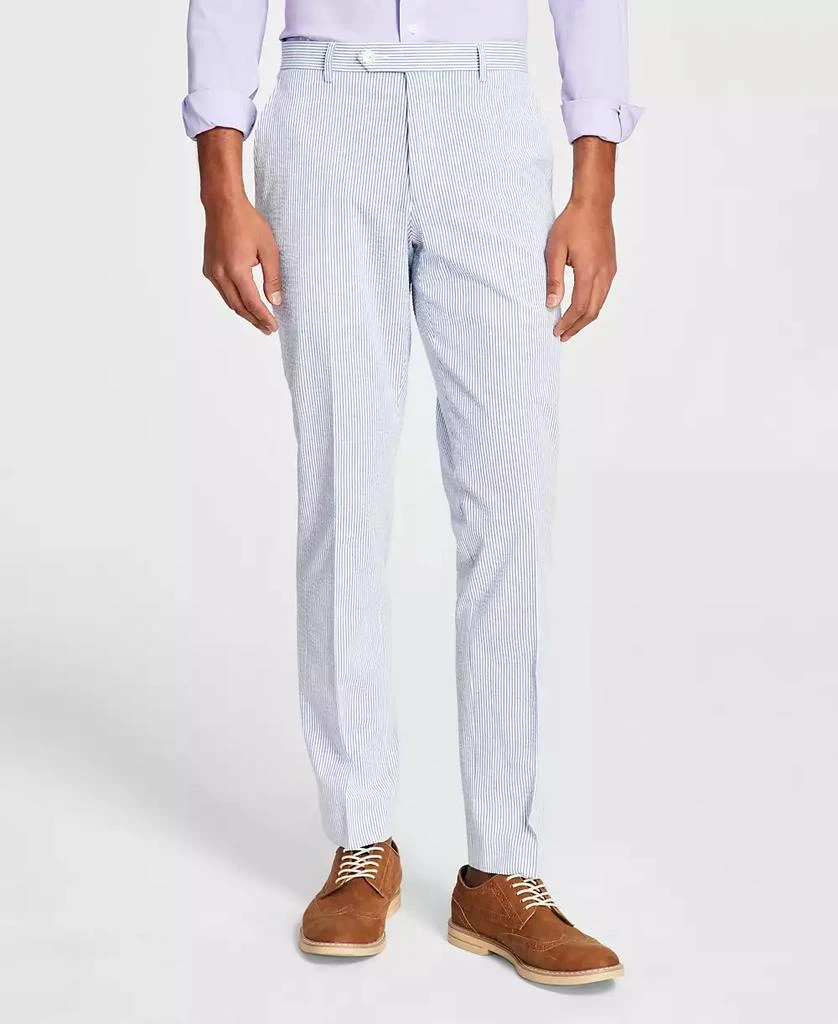 商品Tommy Hilfiger|Men's Modern-Fit THFlex Stretch Blue/White Stripe Seersucker Suit Pants,价格¥355,第2张图片详细描述