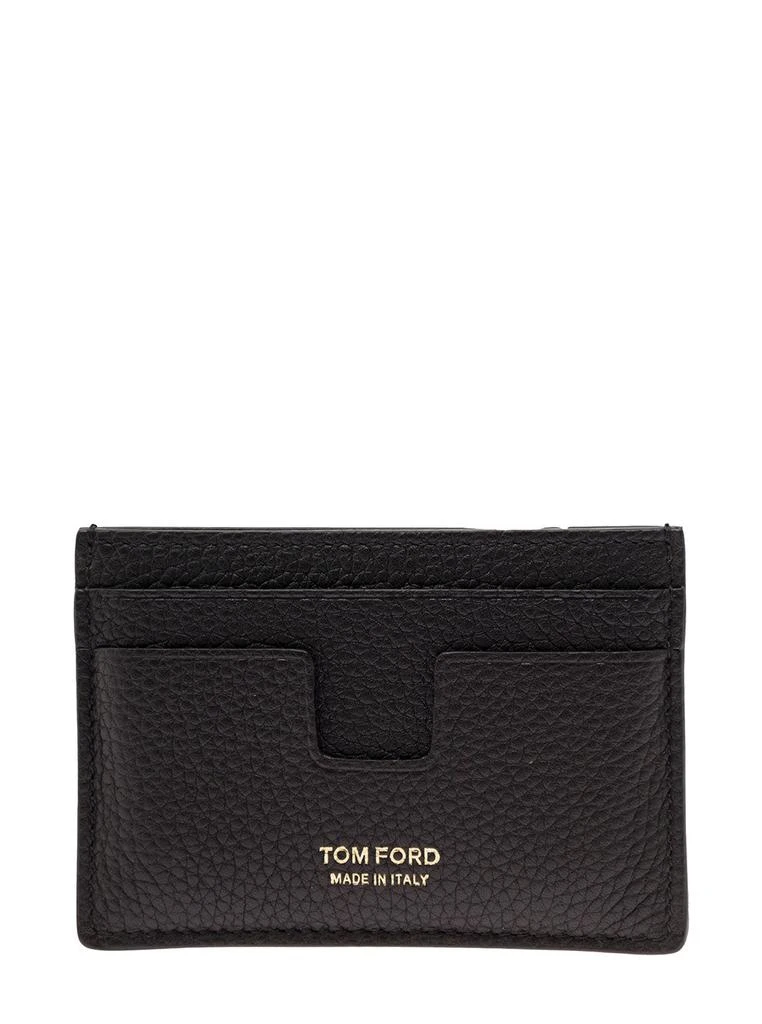 商品Tom Ford|Tom Ford Man's Black Leather Card Holder with Logo,价格¥1542,第4张�图片详细描述
