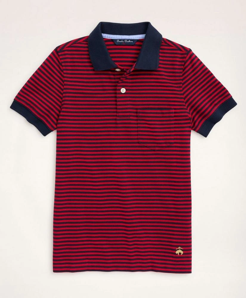 商品Brooks Brothers|Boys Short-Sleeve Feeder Stripe Polo Shirt,价格¥247,第1张图片