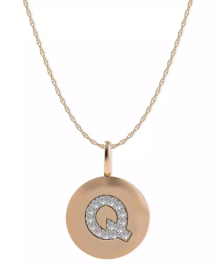 商品Macy's|14k Rose Gold Necklace, Diamond Accent Letter Q Disk Pendant,价格¥949,第1张图片