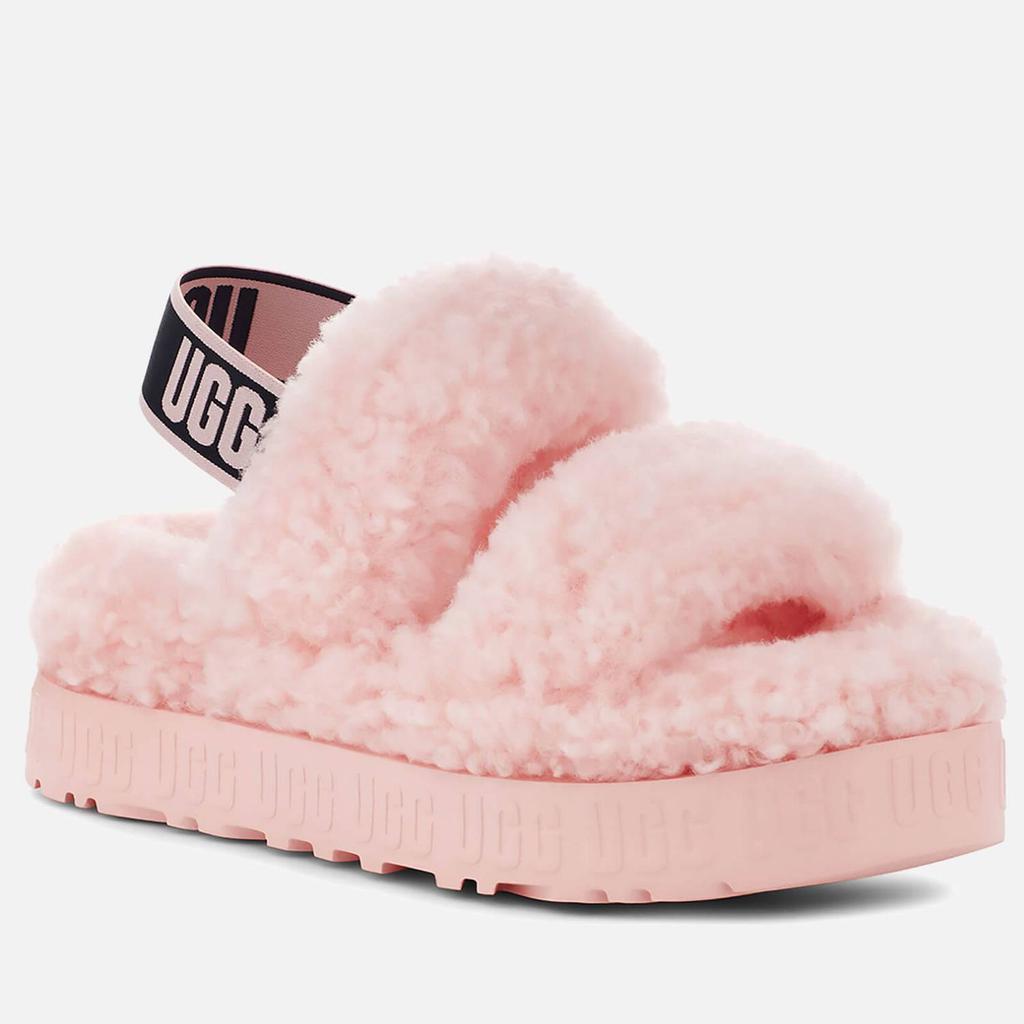 商品UGG|UGG Women's Oh Fluffita Curly Sheepskin Slippers - Pink Scallop,价格¥427,第4张图片详细描述