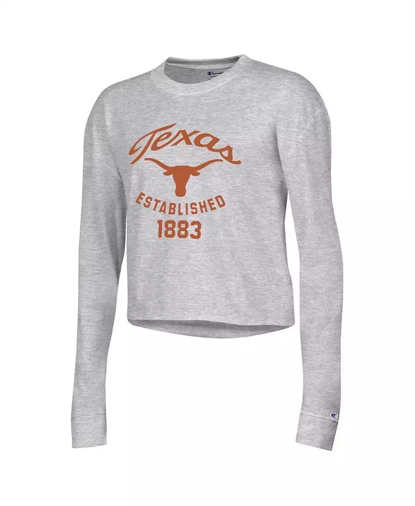 商品CHAMPION|Women's Gray Texas Longhorns Boyfriend Cropped Long Sleeve T-shirt,价格¥270,第3张图片详细描述