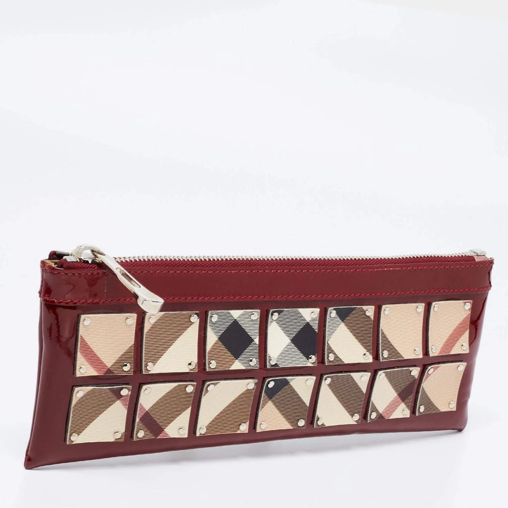 商品[二手商品] Burberry|Burberry Burgundy/Beige Super Nova Check PVC and Patent Leather Wristlet Clutch,价格¥1148,第3张图片详细描述