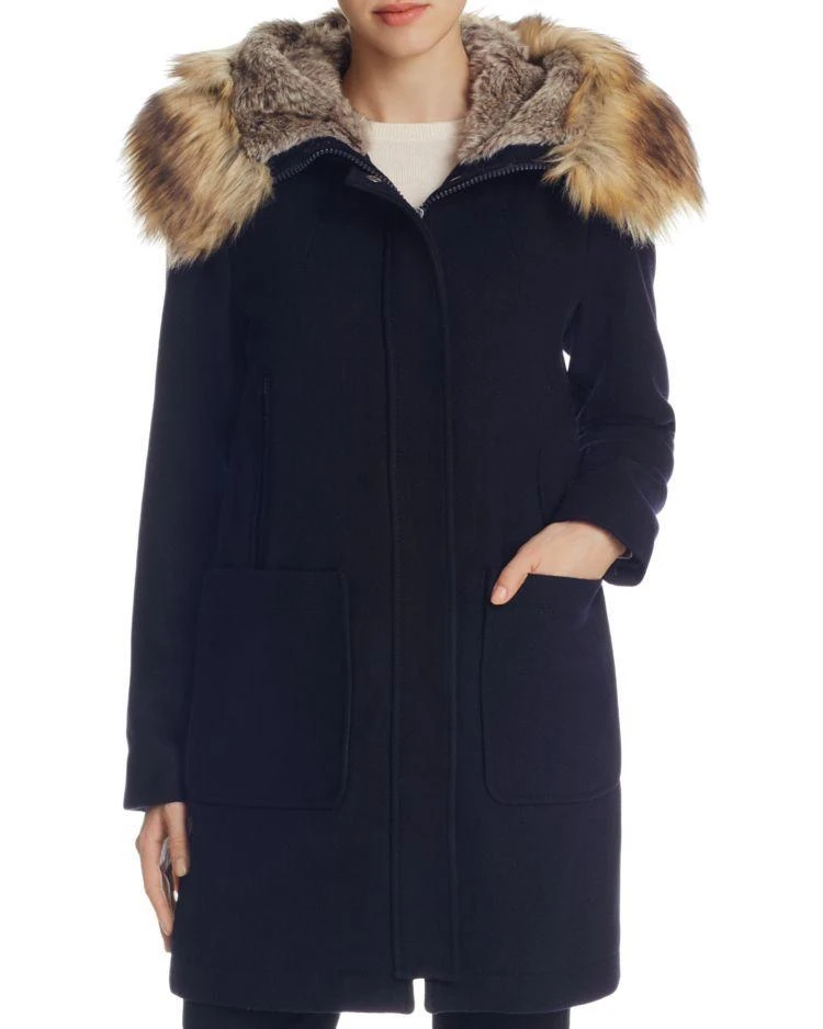 商品Vince Camuto|Zip Front Faux Fur Hood Coat ,价格¥1674,第1张图片