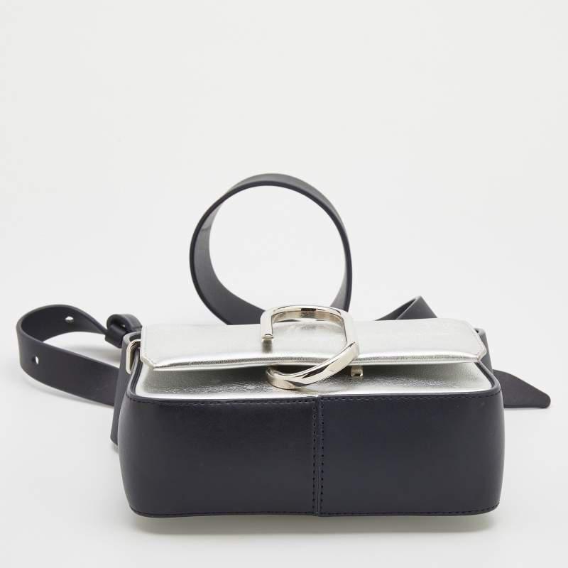 3.1 Phillip Lim Silver/Dark Blue Leather Mini Alix Flap Crossbody Bag商品第6张图片规格展示