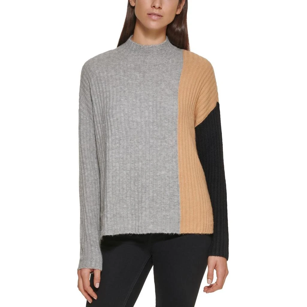 商品Calvin Klein|Calvin Klein Womens Ribbed Heathered Mock Turtleneck Sweater,价格¥124,第1张图片