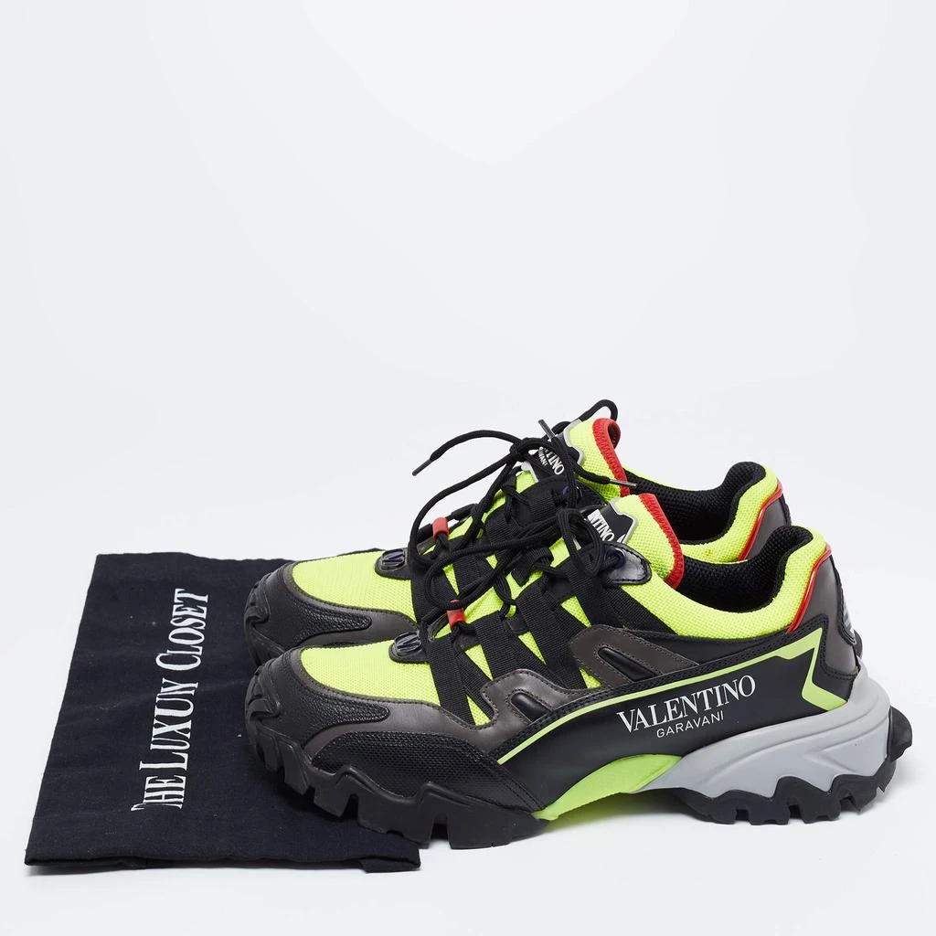 Valentino Black/Neon Green Leather and Mesh Climber Low-Top Sneakers Size 39 商品