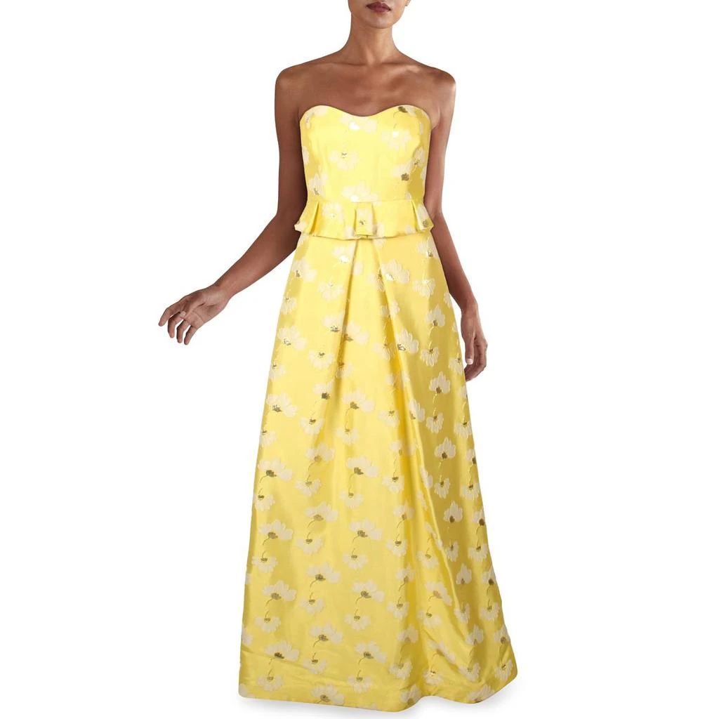 商品Monique Lhuillier|ML Monique Lhuillier Womens Brocade Floral Evening Dress,价格¥1651,第1张图片