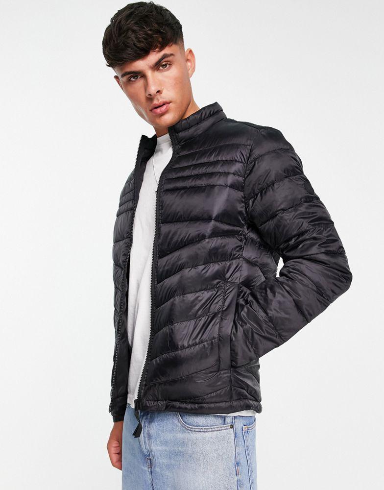 商品Jack & Jones|Jack & Jones Essentials padded jacket with stand collar in black,价格¥284,第4张图片详细描述