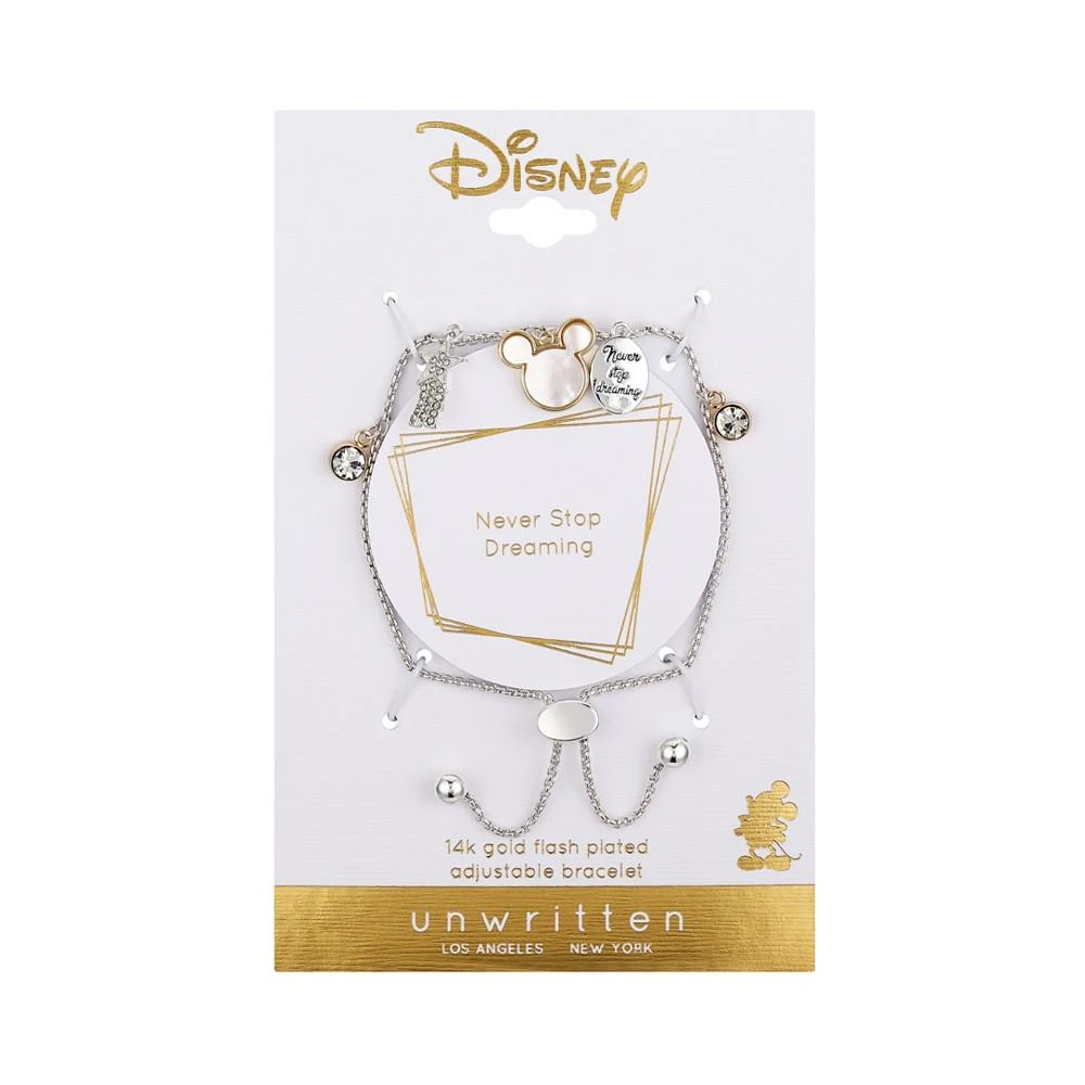 商品Disney|Unwritten Mother of Pearl Inlay Mickey Mouse "Never Stop Dreaming" Multi Charm Bracelet,价格¥94,第2张图片详细描述