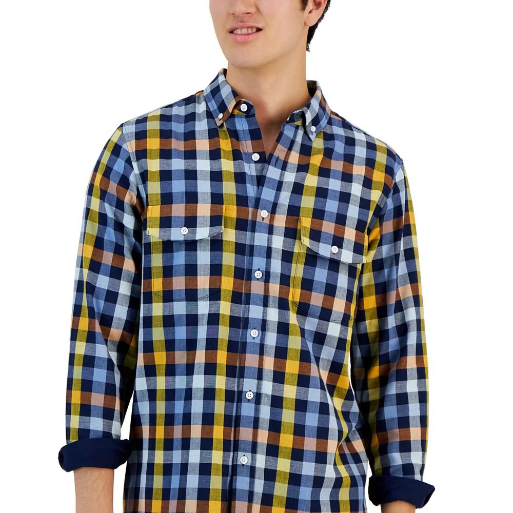 商品Club Room|Men's Simone Check Double Faced Woven Long-Sleeve Shirt, Created for Macy's,价格¥159,第3张图片详细描述