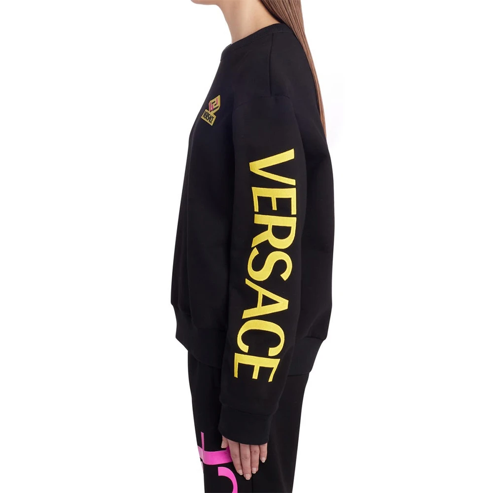 VERSACE 女士黑色霓虹标志图案运动衫 10021731-A01174-1B000 商品