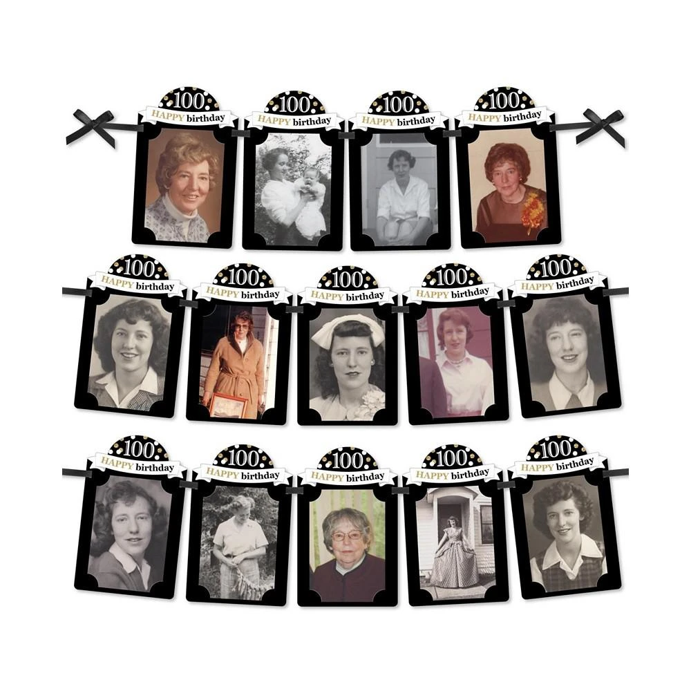 商品Big Dot of Happiness|Adult 100th Birthday - Gold - DIY Party Decor - Picture Display - Photo Banner,价格¥119,第1张图片