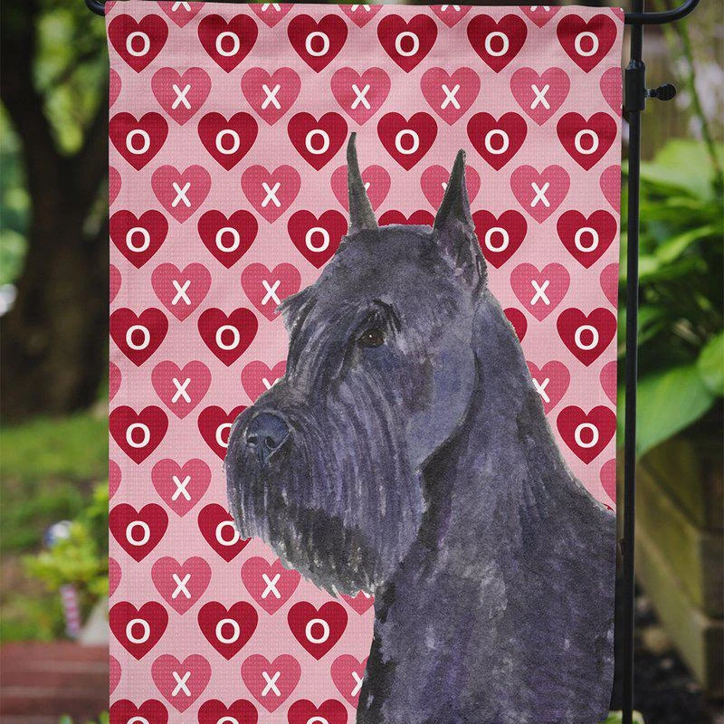商品Caroline's Treasures|11 x 15 1/2 in. Polyester Schnauzer Hearts Love and Valentine's Day Portrait Garden Flag 2-Sided 2-Ply,价格¥136,第2张图片详细描述