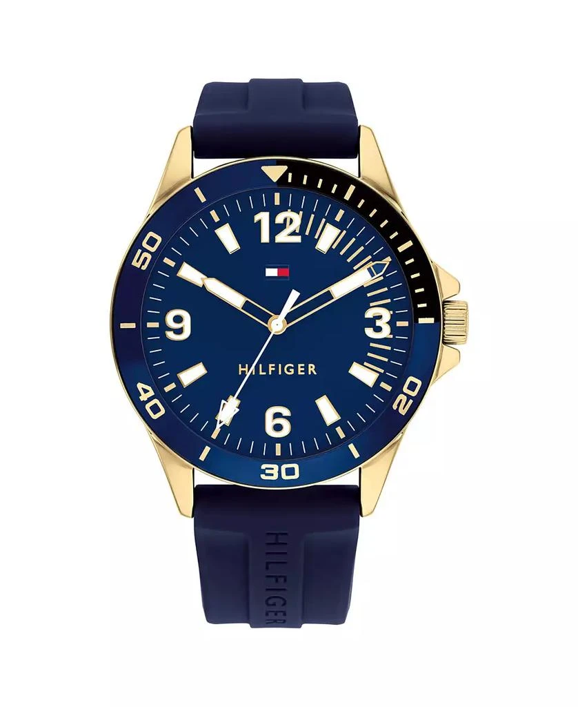 商品Tommy Hilfiger|Men's Blue Silicone Strap Watch 44mm,价格¥546,第2张图片详细描述