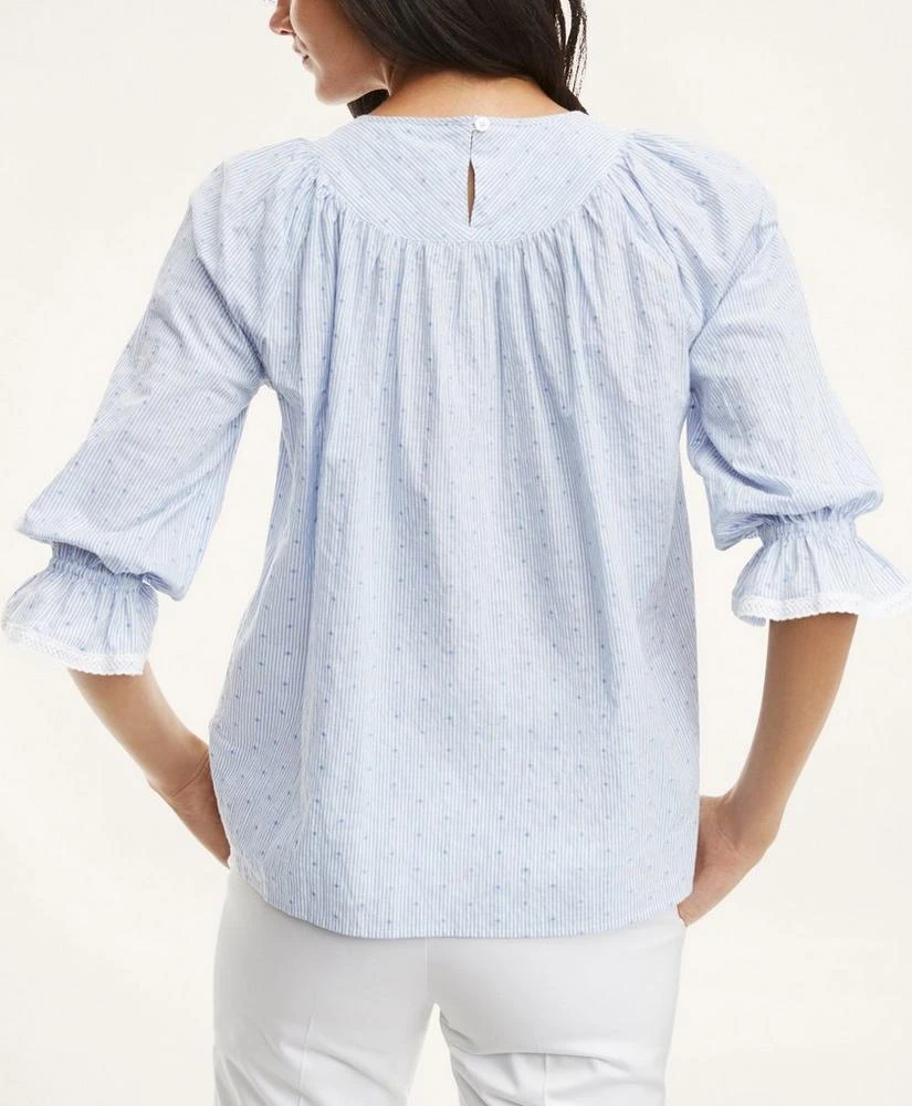 商品Brooks Brothers|Stretch Cotton Seersucker Peasant Blouse,价格¥491,第4张图片详细描述