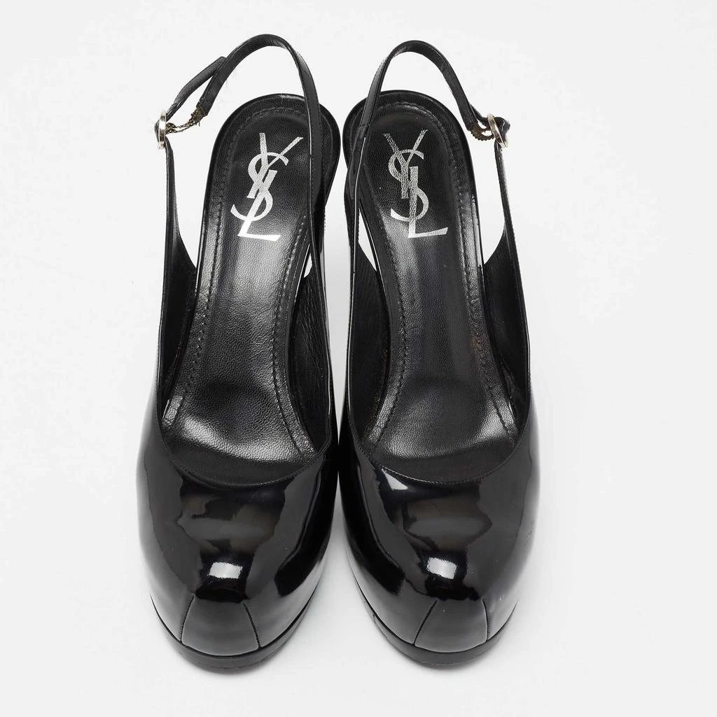 商品[二手商品] Yves Saint Laurent|Yves Saint Laurent Black Patent Leather Tribtoo Slingback  Pumps Size 40,价格¥1517,第3张图片详细描述