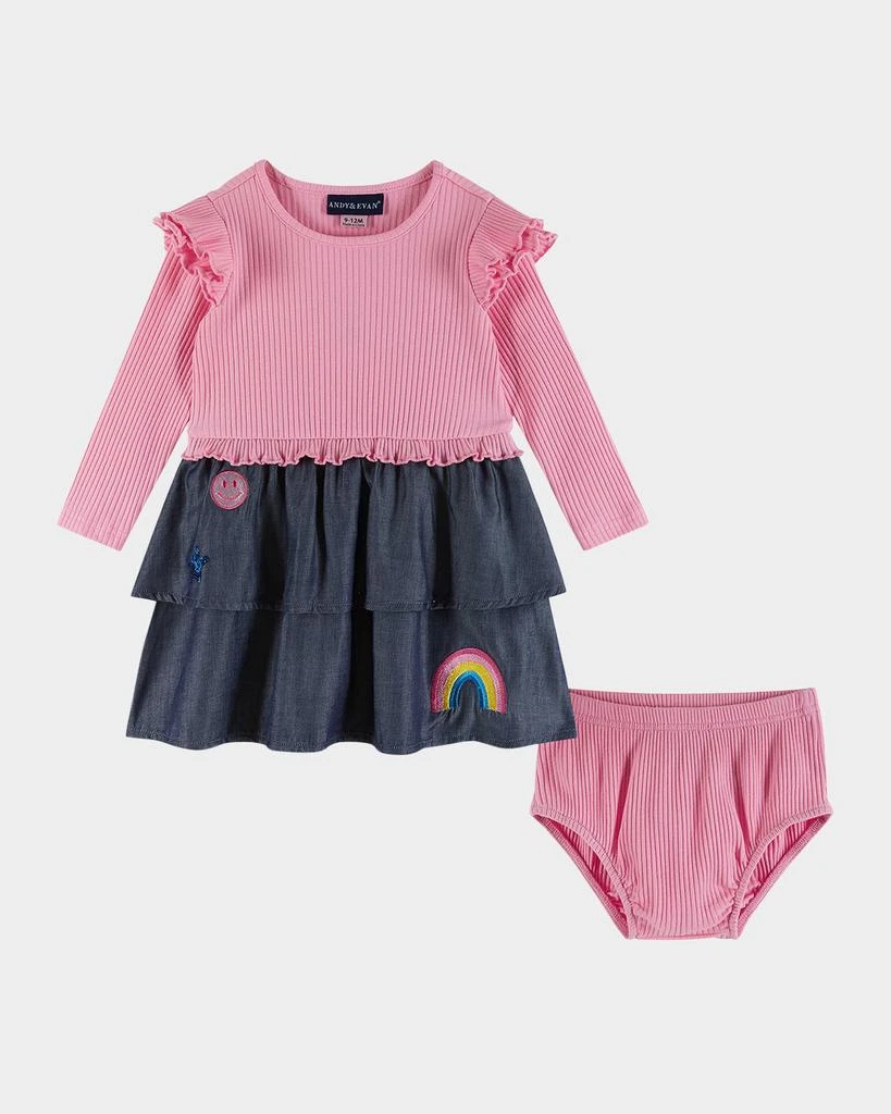 商品Andy & Evan|Girl's Rib Knit Tiered Skirt Combo Dress, Size Newborn-24M,价格¥453,第1张图片