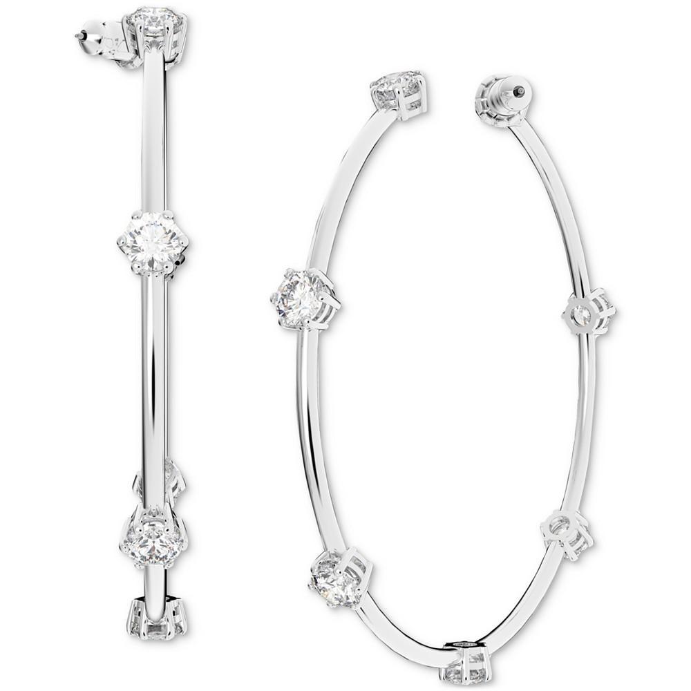 商品Swarovski|Silver-Tone Constella Crystal Large Hoop Earrings, 2.5",价格¥1218,第5张图片详细描述