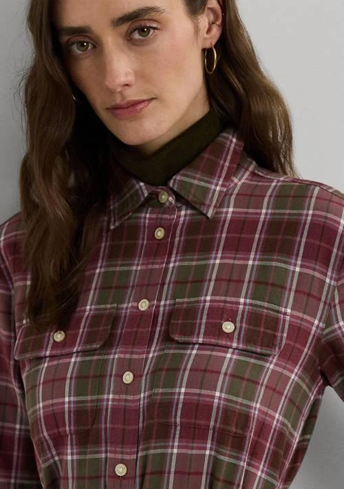 商品Ralph Lauren|Women's Checked Plaid Belted Cotton Shirtdress,价格¥553,第3张图片详细描述