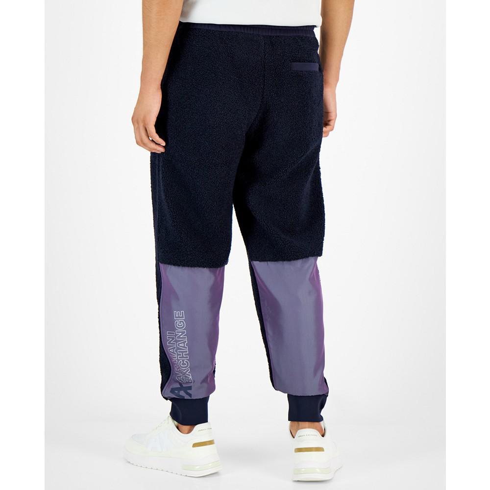 商品Armani Exchange|Men's Teddy Fleece Colorblock Sweatpants,价格¥1152,第4张图片详细描述