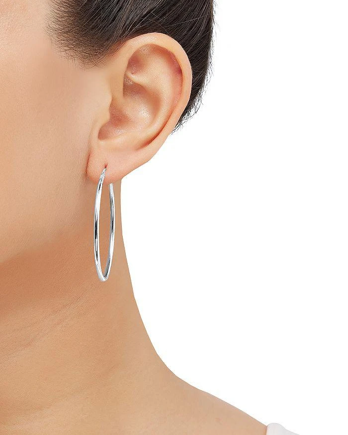 商品Alberto Amati|14K White Gold Polished Tube Medium Hoop Earrings,价格¥4134,第2张图片详细描述