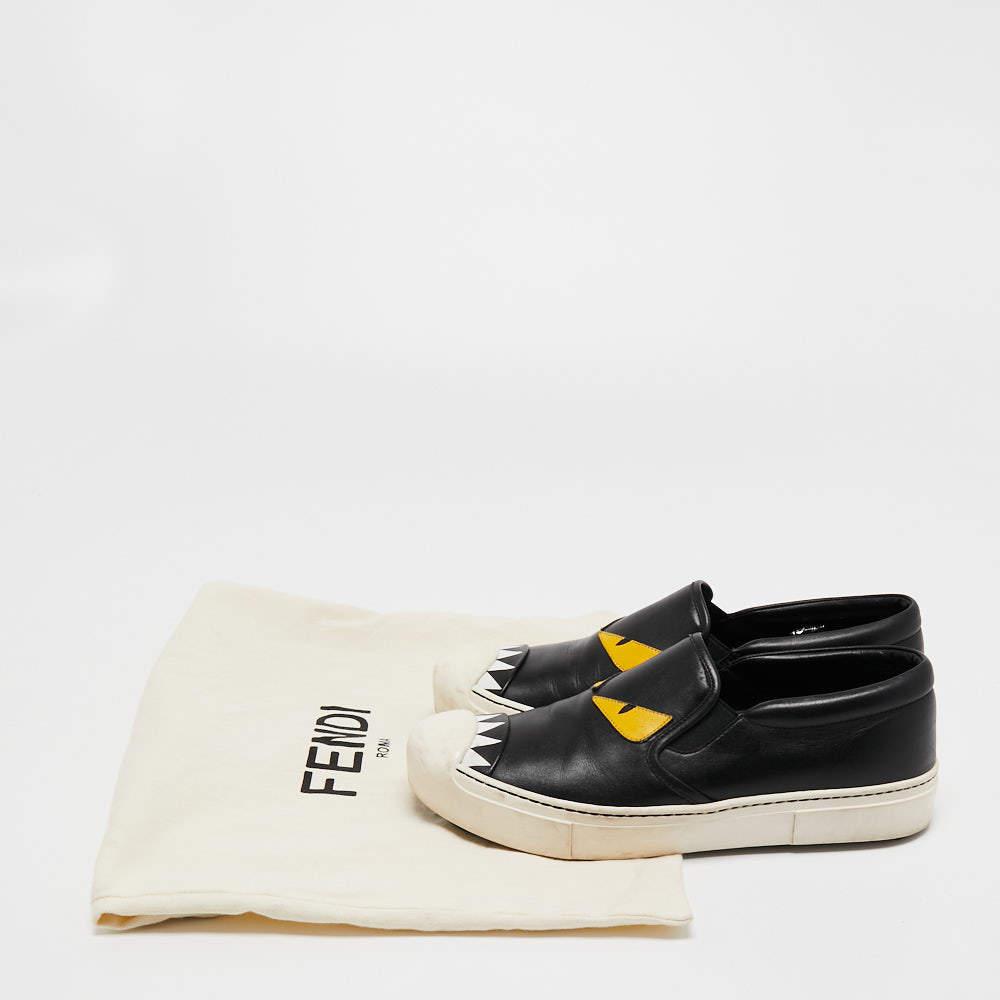 Fendi Black Leather Monster Slip On Sneakers Size 38.5商品第9张图片规格展示