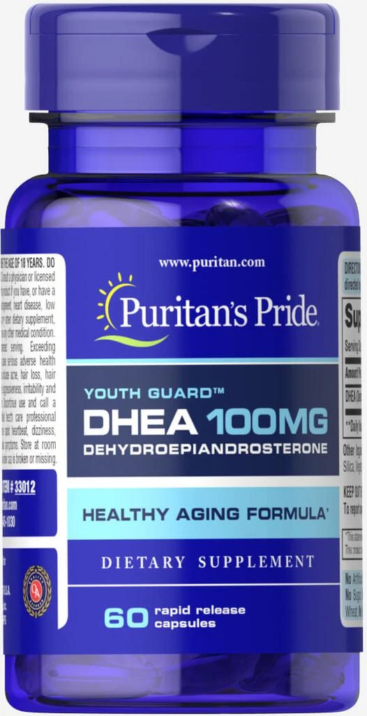 商品Puritan's Pride|脱氢表雄酮 100mg 60粒 帮助改善女性卵巢健康 帮助提高受孕机率,价格¥151,第1张图片
