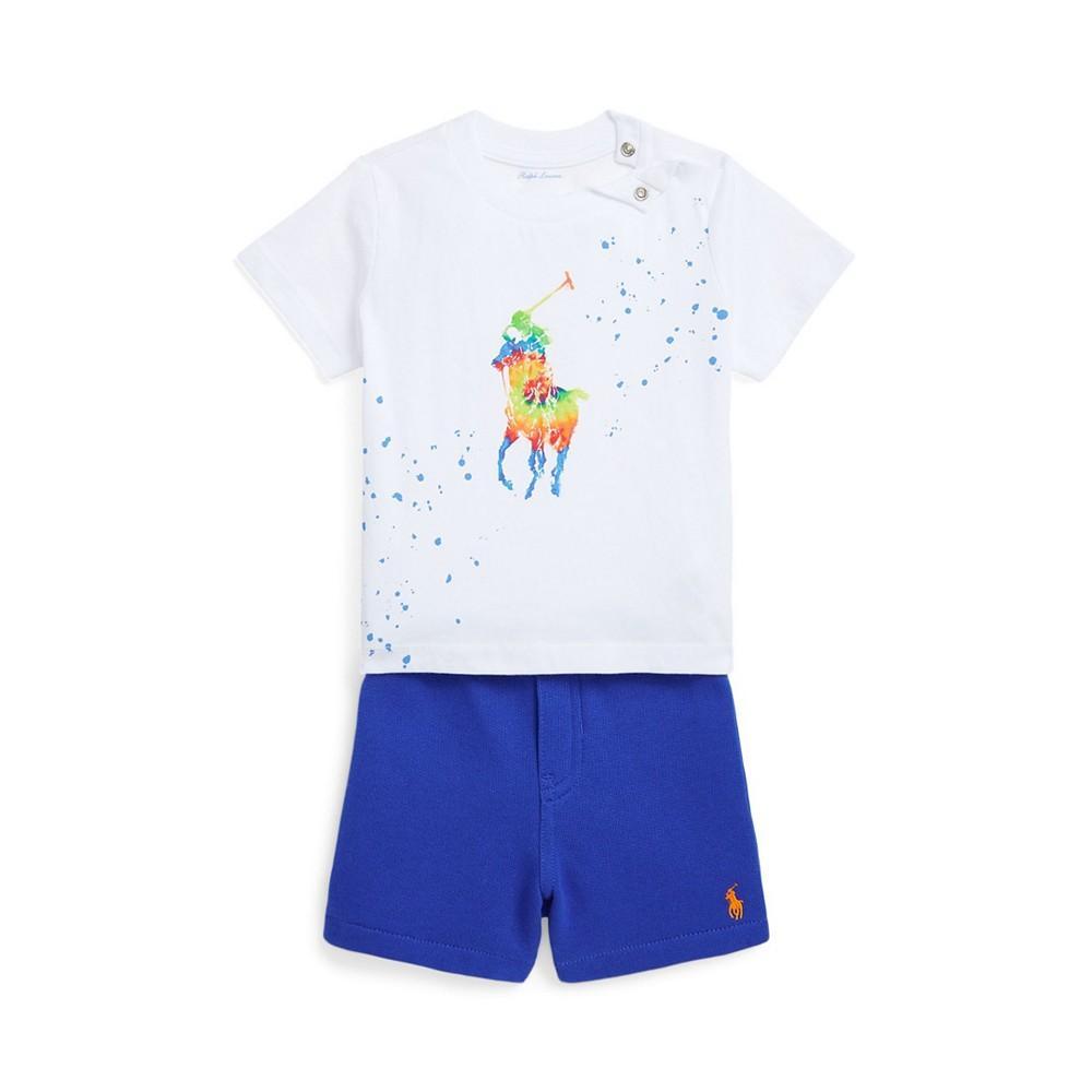 商品Ralph Lauren|Baby Boys Big Pony Jersey T-shirt and Fleece Shorts, 2 Piece Set,价格¥414,第1张图片